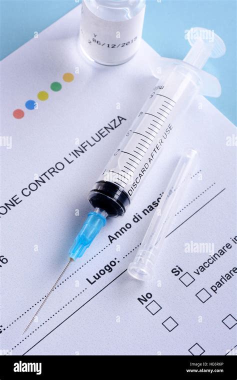 Flu Vaccine Vial And Syringe On The Table Stock Photo Alamy
