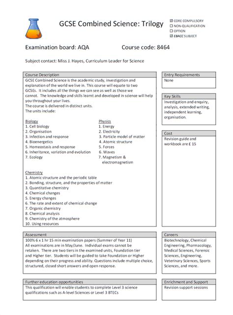 Chemistry Equations Sheet Gcse Aqa Tessshebaylo