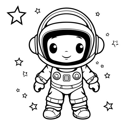 Caricatura De Un Ni O Astronauta Con Traje Espacial Y Estrellas