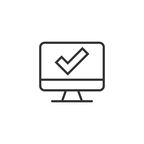 Premium Vector Computer Check Mark Icon In Flat Style Survey Approval