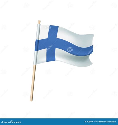 Finland Flag On White Background Stock Vector Illustration Of