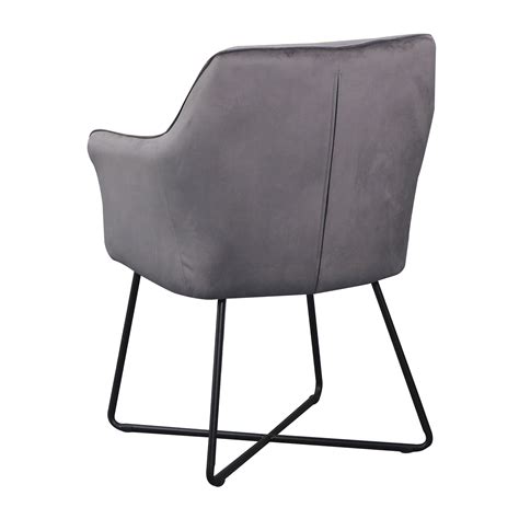 Chaise De Salle Manger Design Avec Accoudoir Fauteuil En Velours Gris