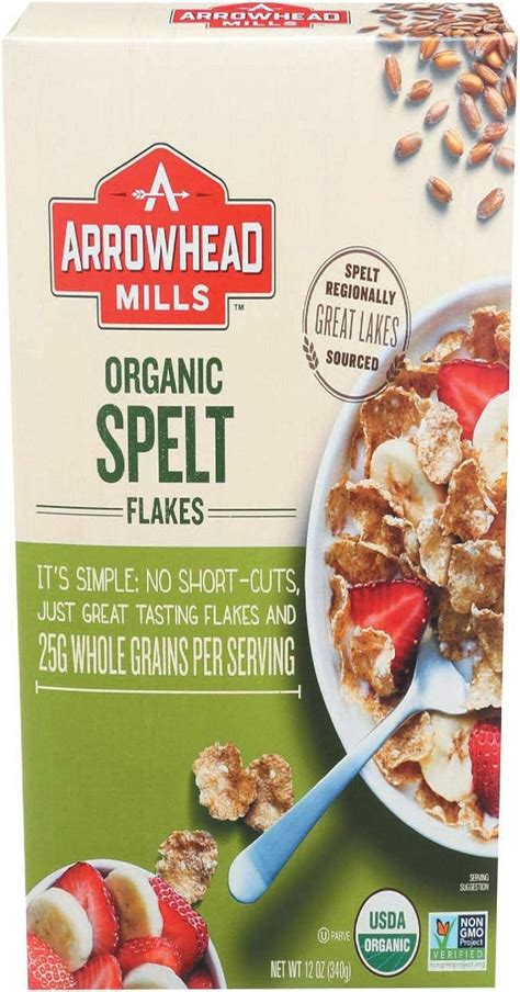 Arrowhead Mills Organic Spelt Flakes Cereal Whole Grain 340 Gm Pack