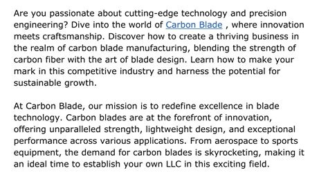 Ppt Crafting Excellence Establishing A Carbon Blade Unleash The