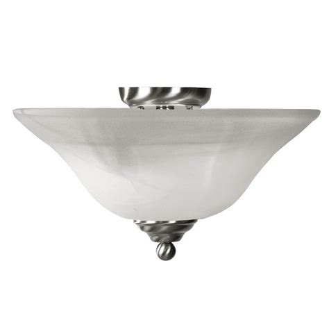 Illumine Providence 3 Light Brushed Nickel Semi Flush Mount With White Alabaster Glass The