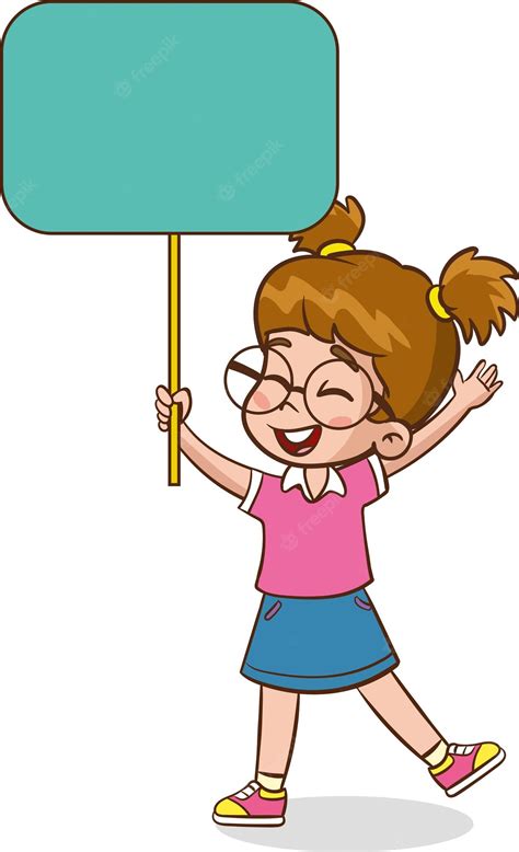 Premium Vector Vector Illustration Of Kid Holding Placard