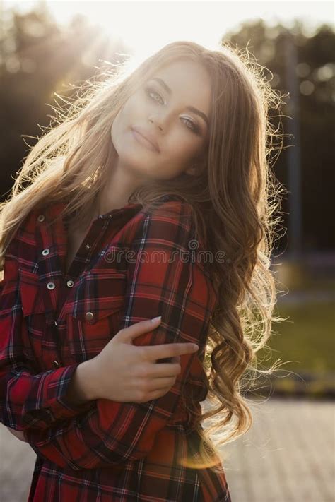 Portrait Of Gorgeous Model With Long Blonde Hair Posing At The P Stock Photo Image Of Hipster