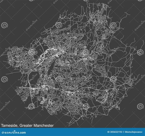 Cartina Stradale Del Comune Metropolitano Di Manchester Illustrazione