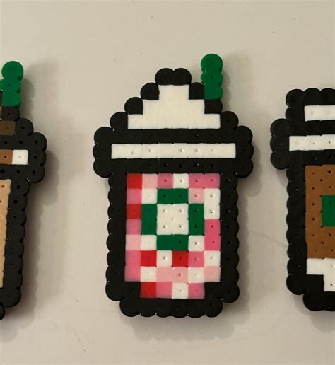 Starbucks Coffee Perler Bead Magnets Etsy