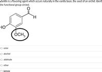 Answered Vanillin Is A Flavoring Agent Which Bartleby