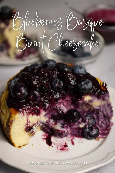 Blueberry Basque Burnt Cheesecake With Blueberry Glaze