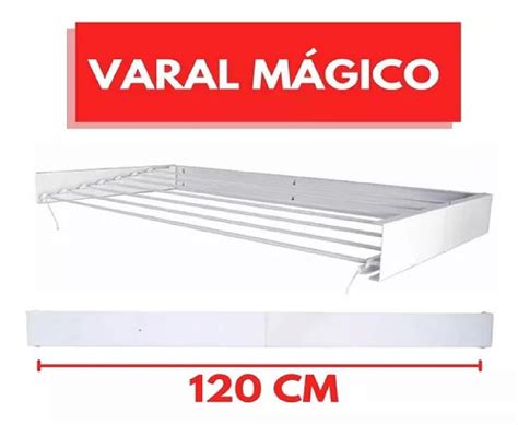 Varal Mágico 120 Cm 7 Varetas Apartamento Kitnets Aluminio VARAIS DE