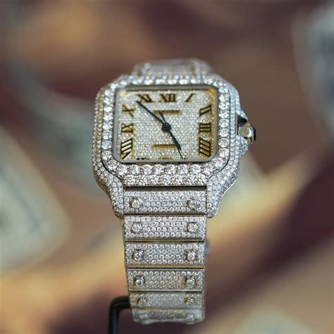 Cartier Santos Iced Out Automatic 398mm Goldzenn
