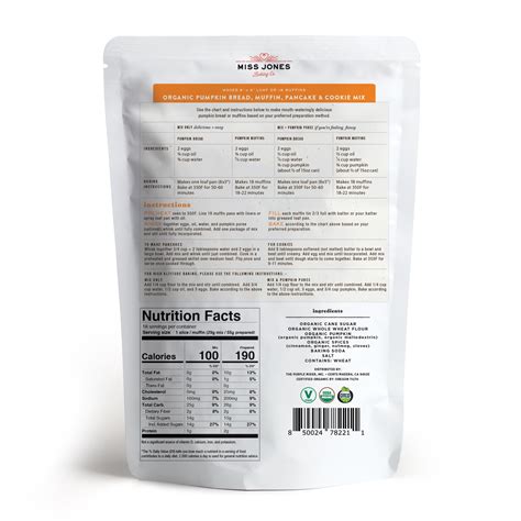 Miss Jones Baking Co Organic Pumpkin Bread And Muffin Mix