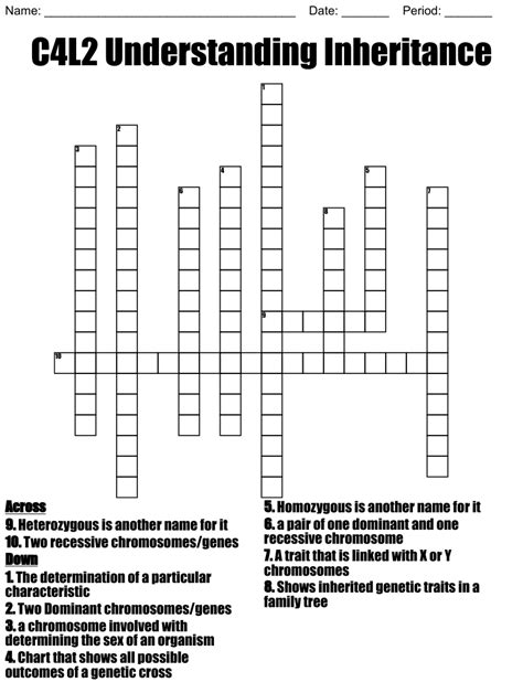 C4L2 Understanding Inheritance Crossword WordMint