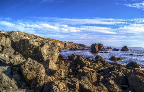 Wallpaper Sea The Sky Clouds Stones Shore For Mobile And Desktop