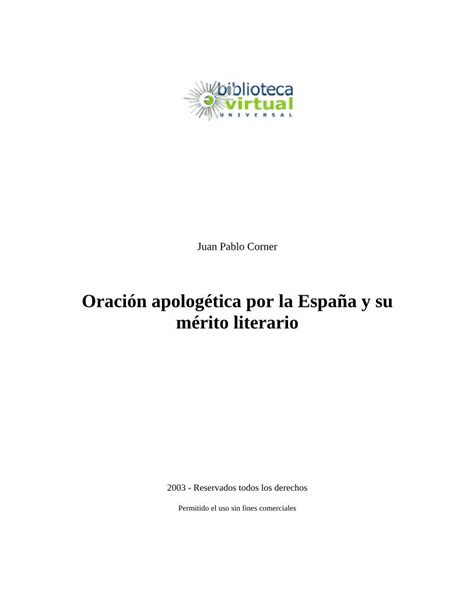 PDF Oración apologética por la España y su mérito literariobiblioteca