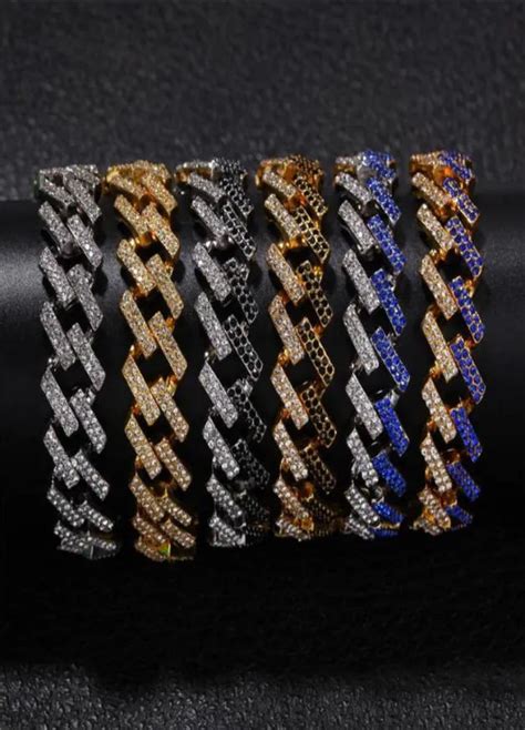 Designer Miami Cuban Link Diamond Cuban Link Bracelet For Men Gold And