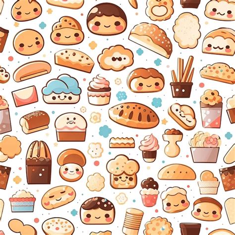 Premium Photo A Set Of Kawaii Bread Designs AI Generated