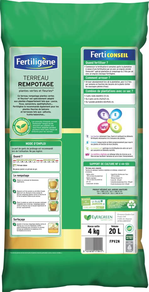 Terreau Rempotage Plantes Vertes Fertilig Ne Gamm Vert