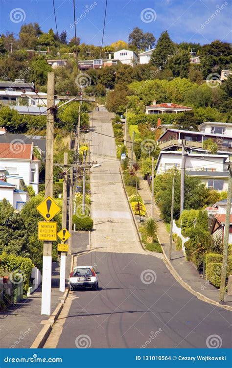 Baldwin Street The World`s Steepest Street In Dunedin Otago South