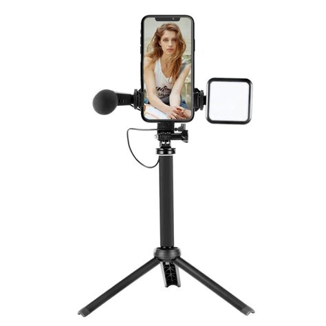 Portable Vlogging Kit With Led Light Tripod And Microphone 06lm