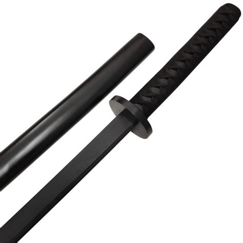 Black Wooden Training Bokken Katana With Scabbard And Ito Knives