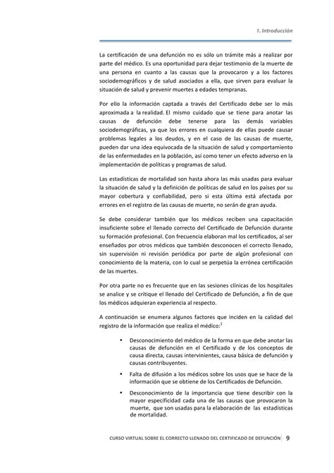 Certificado De Defunci N Correcto Llenado Pdf