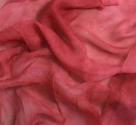 Hand Dyed Cherry Red Silk Gauze Chiffon Fabric Etsy Chiffon Fabric Red Silk Hand Dyeing