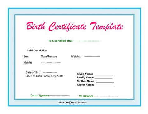 30 Blank Birth Certificate Templates And Examples Printabletemplates