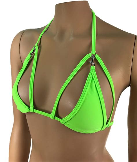 Amazon Exotic Dancewear Neon Green Triangle Bikini Top Rave