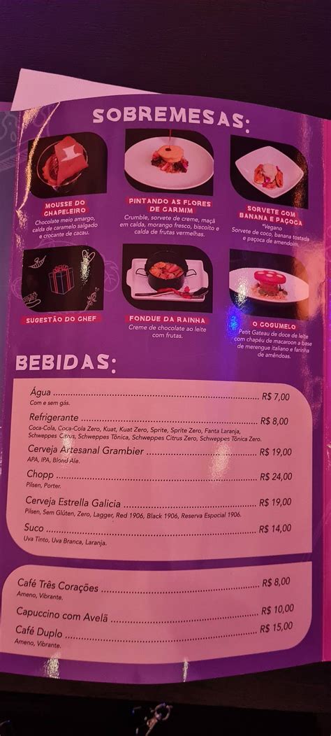 Menu Em Restaurante Alice E O Chapeleiro Gramado