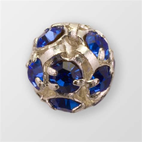 6mm Rhinestone Ball Sapphire Silver Plated Bead And Trim