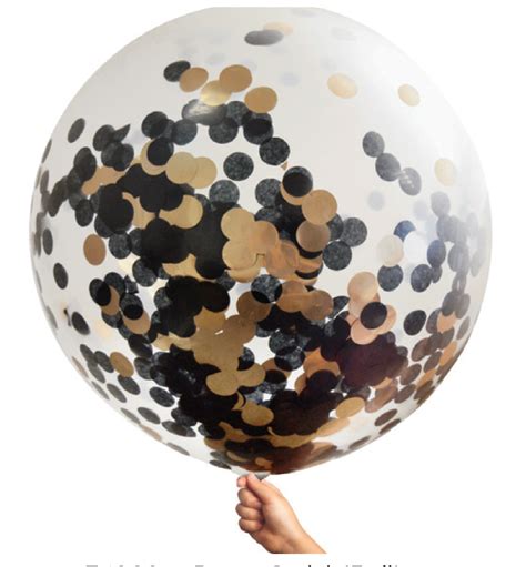 90 Cm Confetti Helium Balloon Rose Gold Foil And Black Confetti