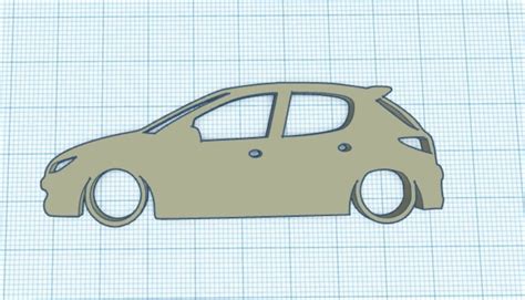 Archivo STL Peugeot 206 5 Puertas Llavero Silueta Coche FrancésModelo