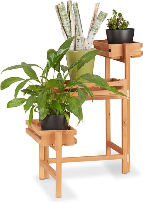 Relaxdays Étagère pour Plantes en Bois Support Pot de Fleurs en