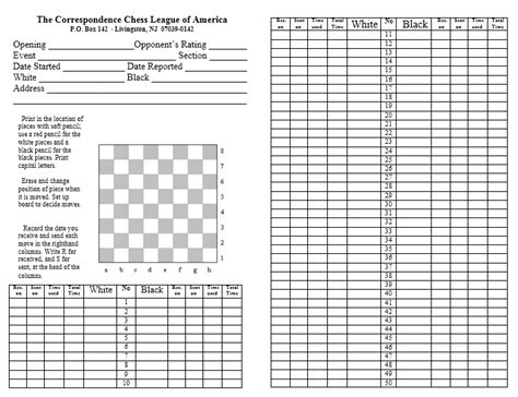 Printable Chess Notation Sheets Free