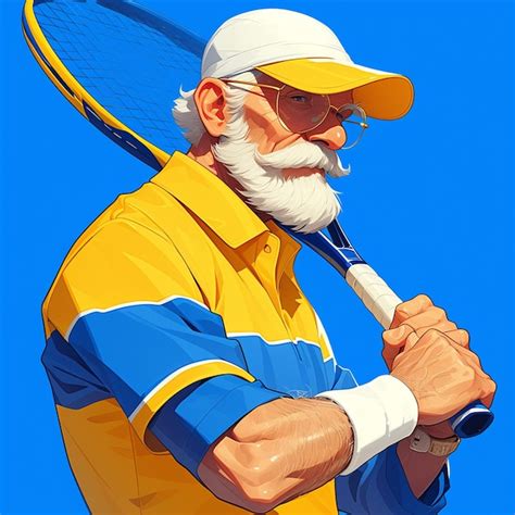 Un Hombre De Alderney Est Jugando Al Tenis Vector Premium