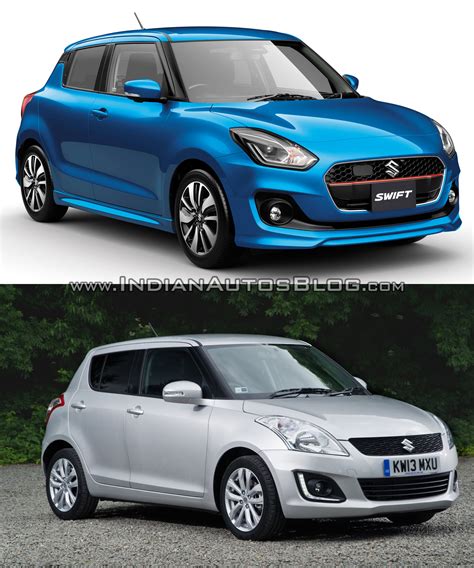 2017 Suzuki Swift vs 2010 Suzuki Swift front three quarter Old vs New