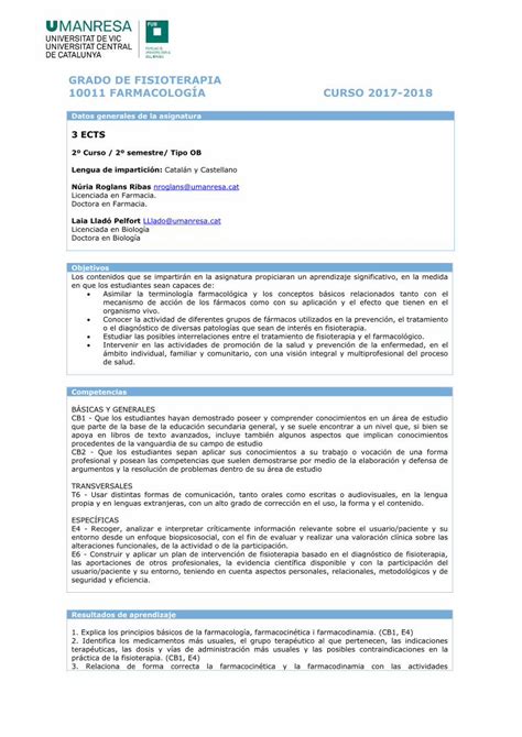 Pdf Grado De Fisioterapia Farmacolog A Pdf Filees