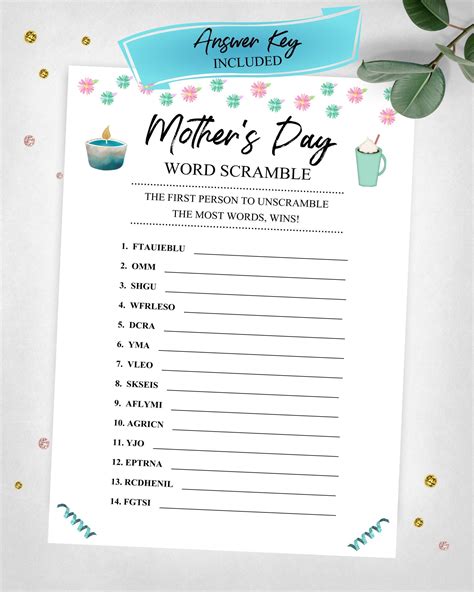 Printable Mothers Day Games