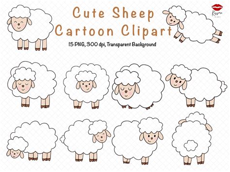 Cute Sheep Cartoon Clipart Png Graphic By Kissmediary Creative Fabrica