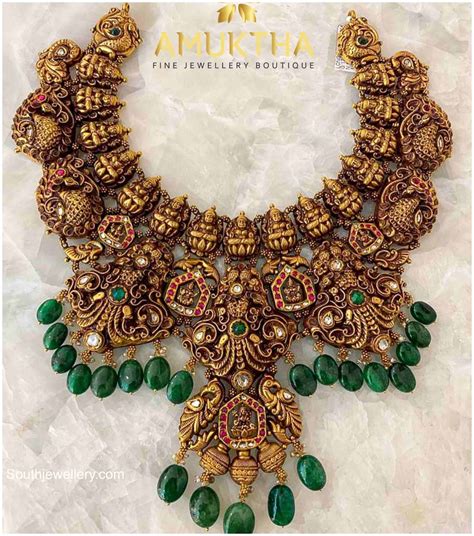 Antique Gold Lakshmi Temple Necklace Indian Jewellery Designs