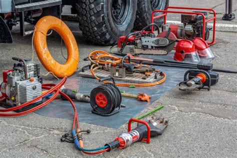 Rescue Team Equipment on the Street Day Stock Image - Image of public ...