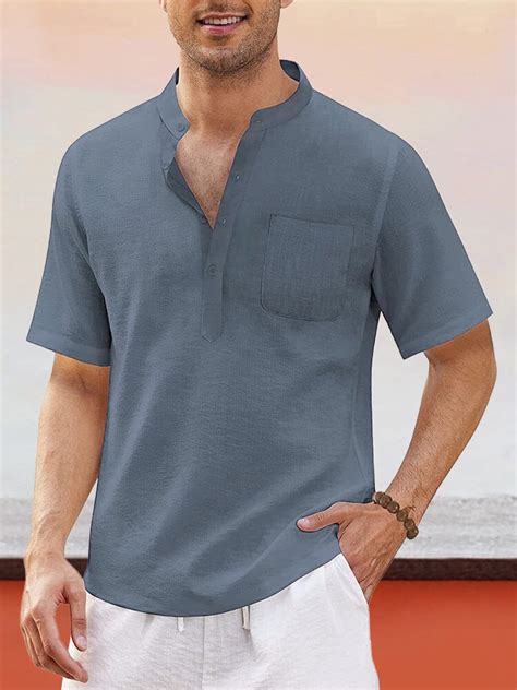 Cotton Linen Shirt Lightweight And Comfortable Beachwear For Men Coofandy