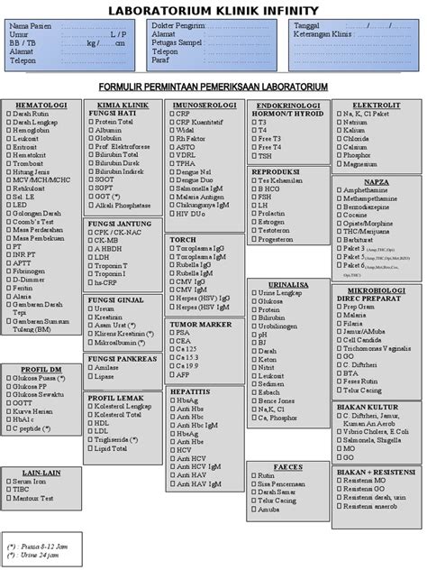 Formulir Permintaan Pemeriksaan Laboratorium Pdf