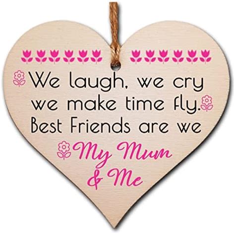 Red Ocean Best Friends My Mum And Me Wooden Hanging Heart Plaque Mothers