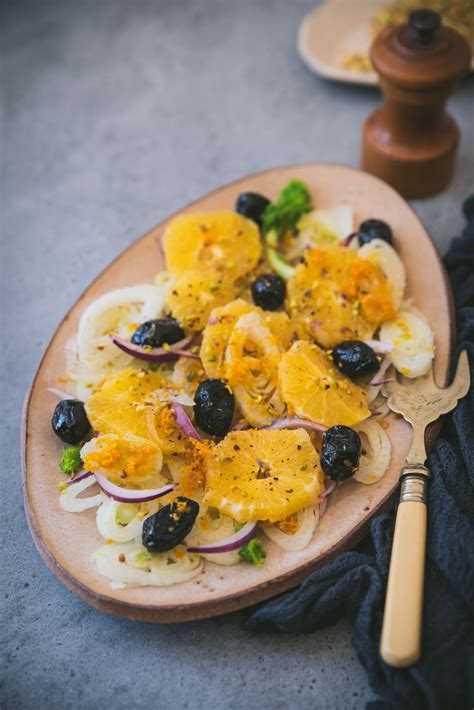 Salade D Orange Au Fenouil Olive Et Oignon