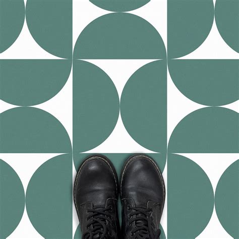 Green Geometric Pattern Peel and Stick Vinyl Floor Tile Sticker – Commomy