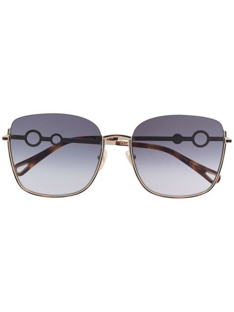 Chloé Eyewear Sofya Oversized Frame Sunglasses Gold Farfetch